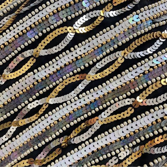 Vtg Papell Boutique Gold Silver Pearl Beaded Embellished Evening Jacket Sz S - Picture 4 of 12